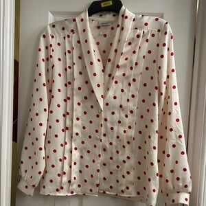 Chic Polka Dot Blazer - Red on Cream